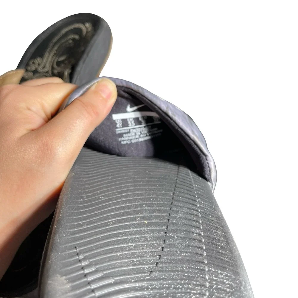 Nike Kawa Kids Slides Black Grey Patterned Sandals DN3970-001 Size 4Y